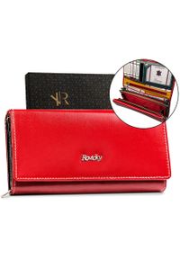 ROVICKY - Portfel skórzany Rovicky R-RD-12-GCL Red-Multi czerwony. Kolor: czerwony. Materiał: skóra
