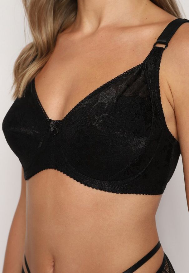 Born2be - Czarny Biustonosz Koronkowy Typu Full Cup Vikoni. Kolor: czarny. Materiał: koronka. Wzór: koronka
