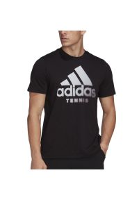 Adidas - Koszulka adidas Tennis Aeroready Graphic HA0971 - czarna. Kolor: czarny. Materiał: poliester, bawełna. Długość rękawa: krótki rękaw. Długość: krótkie. Sport: fitness