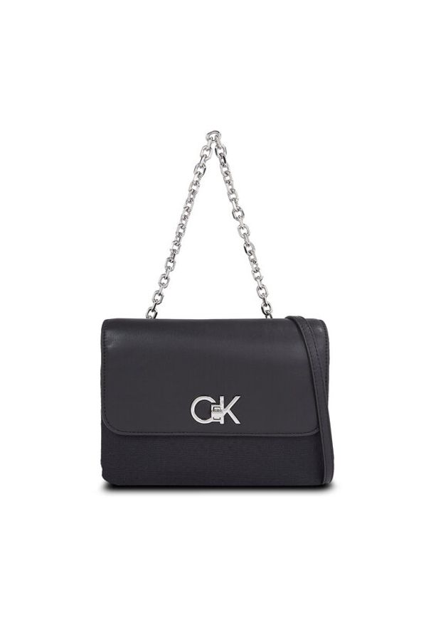Calvin Klein Torebka Re-Lock Double Gusett Bag_Jcq K60K611877 Czarny. Kolor: czarny. Materiał: skórzane