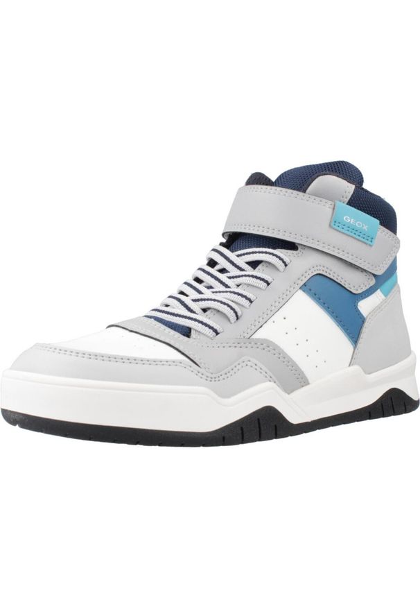 Geox - Buty GEOX J PERTH BOY Szary. Kolor: szary. Materiał: syntetyk, tkanina. Sport: turystyka piesza