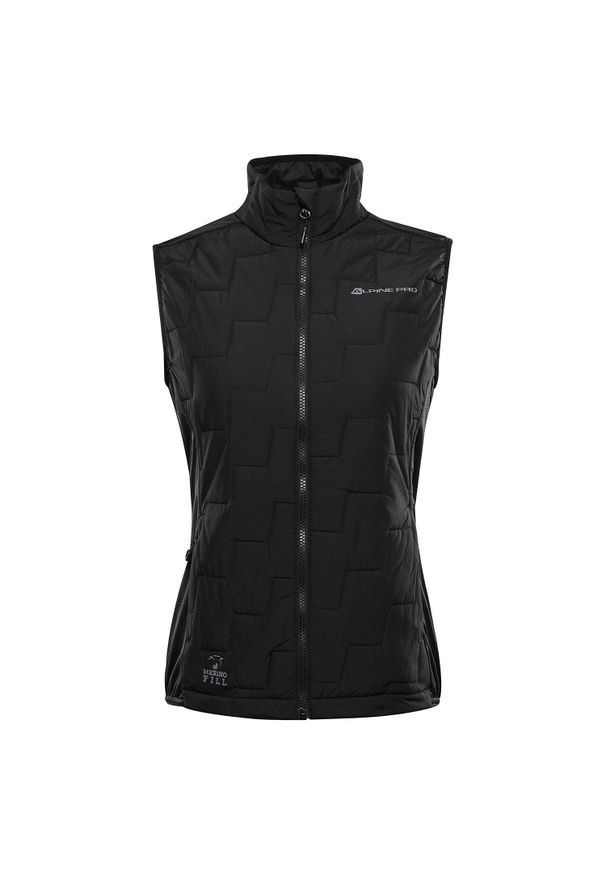 ALPINE PRO - Bezrękawnik damski ocieplany z wełną merino Alpine Pro Nerca. Kolor: czarny. Materiał: wełna. Długość rękawa: bez rękawów. Sport: turystyka piesza