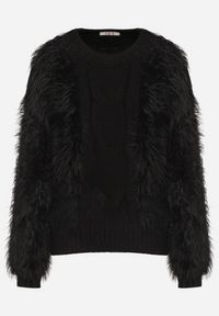 Born2be - Czarny Sweter z Długim Włosiem i Dodatkiem Wełny Merithina. Kolor: czarny. Materiał: wełna. Długość: długie. Styl: klasyczny, elegancki #4