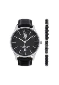 U.S. Polo Assn. Zestaw zegarek i bransoletka Owen USP6175TW Czarny. Kolor: czarny