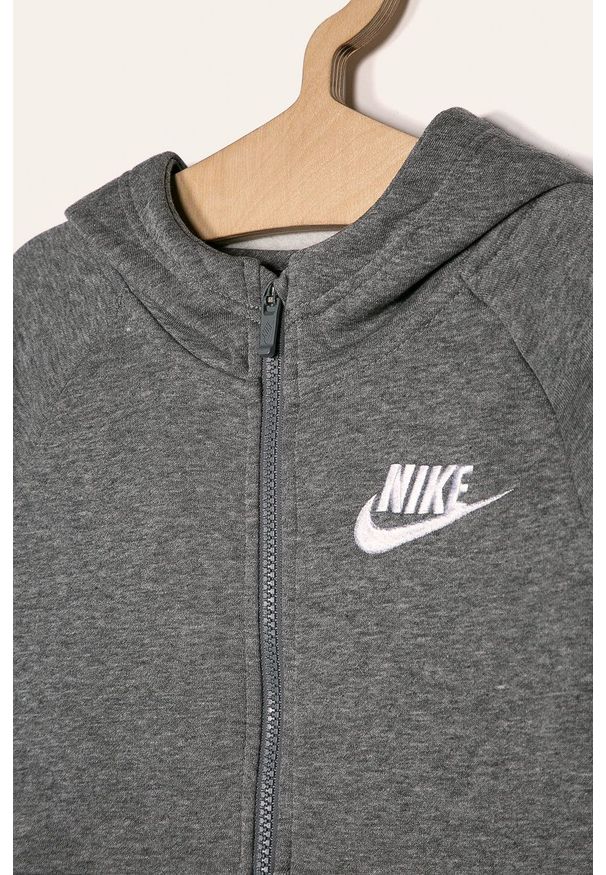 Nike Kids - Bluza dziecięca 122-166 cm. Okazja: na co dzień. Typ kołnierza: kaptur. Kolor: szary. Długość rękawa: raglanowy rękaw. Styl: casual