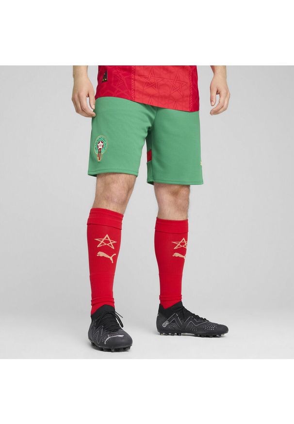 Puma - Męskie szorty Maroko 2025 PUMA Archive Green Red. Kolor: czerwony, zielony, wielokolorowy. Sport: piłka nożna