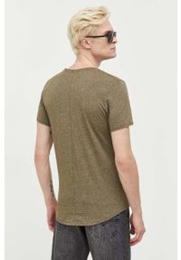 Tommy Jeans t-shirt męski kolor zielony melanżowy. Kolor: zielony. Materiał: bawełna, dzianina. Wzór: melanż. Styl: klasyczny #4