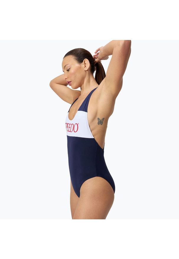 Strój pływacki jednoczęściowy damski Speedo Colourblock Racerback. Kolor: niebieski