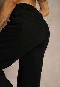 Renee - Czarne Jeansy Wide Leg High Waist z Bawełną i Domieszką Wiskozy Zozelia. Okazja: na co dzień. Stan: podwyższony. Kolekcja: plus size. Kolor: czarny. Styl: klasyczny, casual #5
