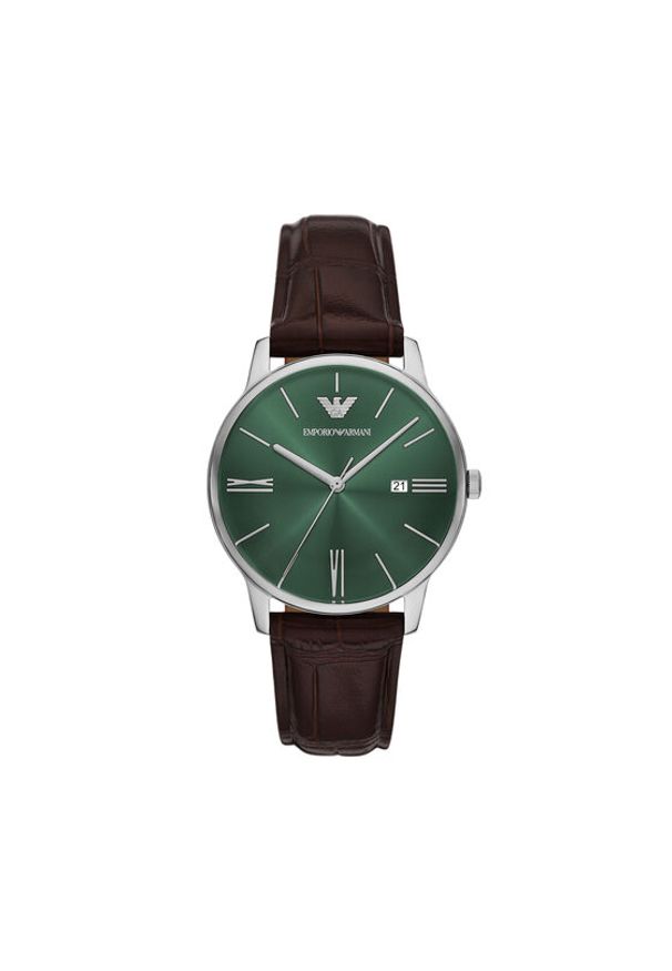 Emporio Armani Zegarek Minimalist AR11672 Brązowy. Kolor: brązowy. Materiał: skóra