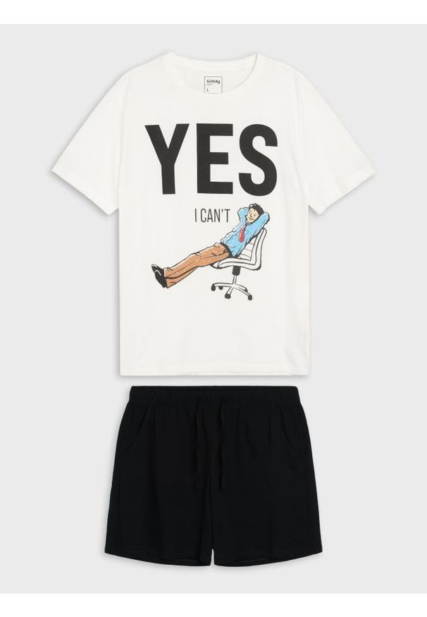 Sinsay - Bawełniana piżama dwuczęściowa z nadrukiem - wielobarwny. Materiał: bawełna. Wzór: nadruk