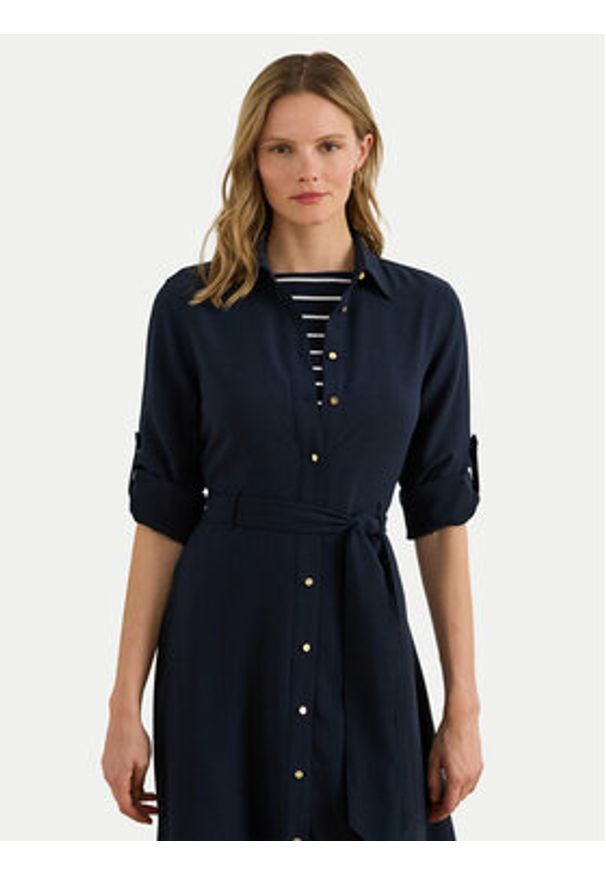 Lauren Ralph Lauren - LAUREN RALPH LAUREN Sukienka koszulowa 200980920001 Granatowy Regular Fit. Kolor: niebieski. Materiał: syntetyk. Typ sukienki: koszulowe
