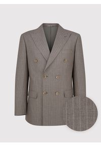 Pako Lorente - PAKO LORENTE – Beżowa marynarka garniturowa w prążki. Kolor: beżowy. Materiał: poliester, wiskoza. Wzór: prążki #3