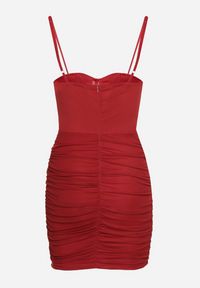 Born2be - Bordowa Sukienka na Ramiączkach z Usztywnianym Dekoltem Dopasowana Morrigan. Typ kołnierza: dekolt gorset. Kolor: czerwony. Długość rękawa: na ramiączkach. Typ sukienki: gorsetowe, dopasowane. Styl: elegancki #4