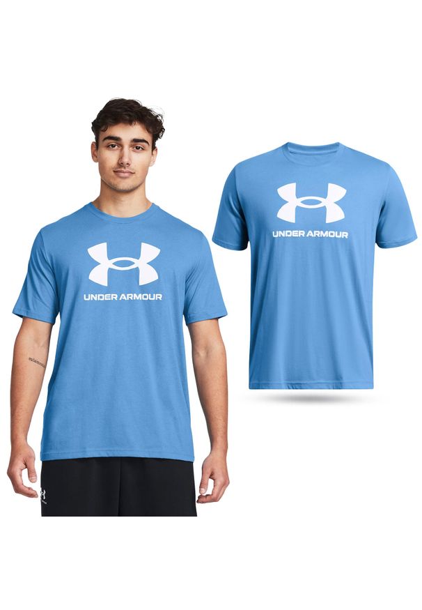 Koszulka fitness męska Under Armour t-shirt Logo Short. Kolor: niebieski. Długość rękawa: krótki rękaw. Długość: krótkie. Sport: fitness