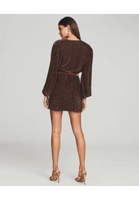RETROFETE - Brązowa sukienka z cekinami Gabrielle. Kolor: brązowy. Wzór: aplikacja. Długość: mini #4