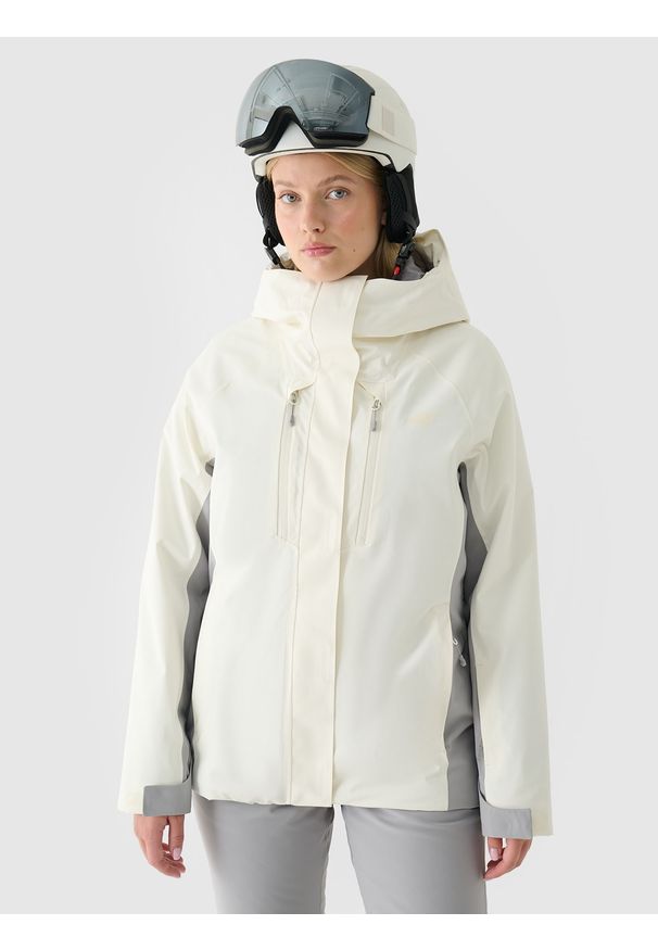 4f - 4F Kurtka narciarska membrana NeoDry 10000 damska - biała XL. Okazja: na co dzień. Typ kołnierza: kaptur. Kolor: biały. Materiał: poliester, dzianina, materiał, tkanina. Wzór: gładki. Sezon: zima. Styl: klasyczny, casual, sportowy