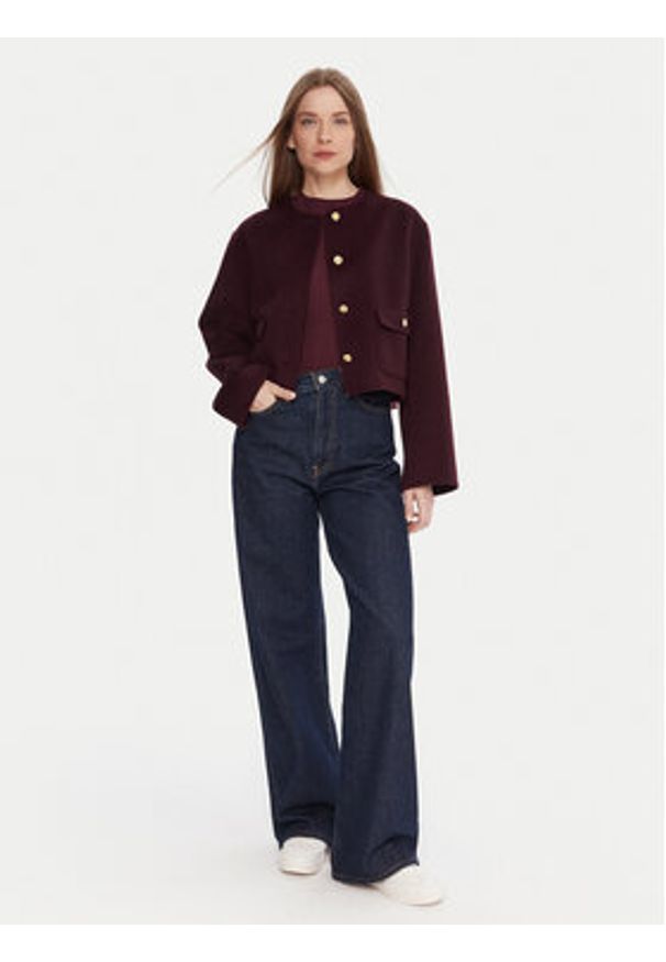 TOMMY HILFIGER - Tommy Hilfiger Kurtka przejściowa WW0WW47446 Bordowy Regular Fit. Kolor: czerwony. Materiał: wełna, syntetyk