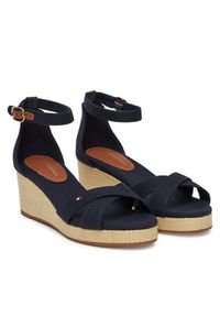 TOMMY HILFIGER - Tommy Hilfiger Sandały Flag Criss-Cros Mid Wedge Espad FW0FW08481 Granatowy. Kolor: niebieski. Materiał: materiał #4