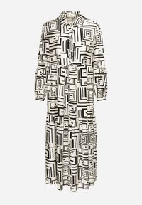 Born2be - Czarna Rozkloszowana Sukienka Koszulowa z Wiskozą w Geometryczny Wzór Alineria. Okazja: na co dzień. Kolor: czarny. Materiał: wiskoza. Wzór: geometria. Typ sukienki: koszulowe. Styl: klasyczny, casual, elegancki #5