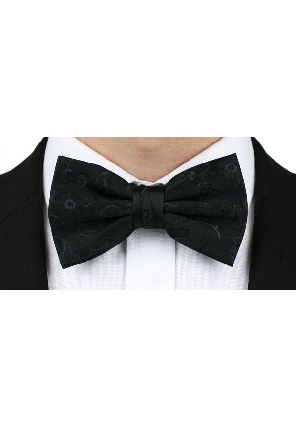 Mucha Męska z Poszetką - Chattier - Czarna z Fakturą Materiału. Kolor: czarny. Materiał: materiał. Styl: elegancki, sportowy