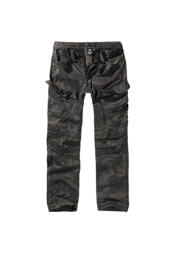 Spodnie bushcraft męskie Brandit Slim Fit Adven Dark Camo. Kolor: szary, brązowy, czarny, zielony, wielokolorowy