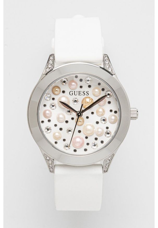 Guess zegarek GW0381L1 damski kolor biały. Kolor: biały. Materiał: tworzywo sztuczne, materiał