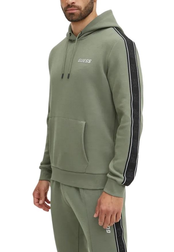 Guess - GUESS Zielona bluza męska Mickey, Rozmiar XL. Kolor: zielony. Materiał: materiał, bawełna, poliester