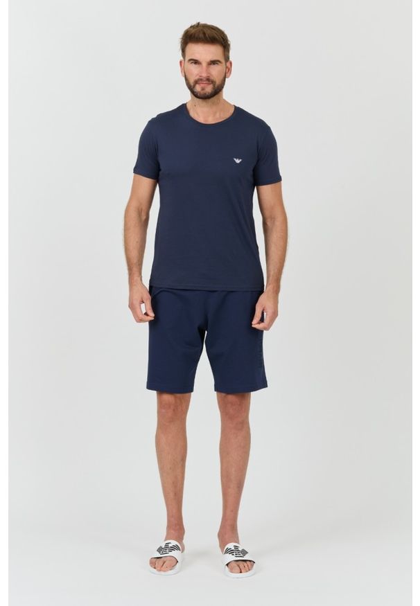Emporio Armani - EMPORIO ARMANI Granatowy t-shirt basique. Kolor: niebieski