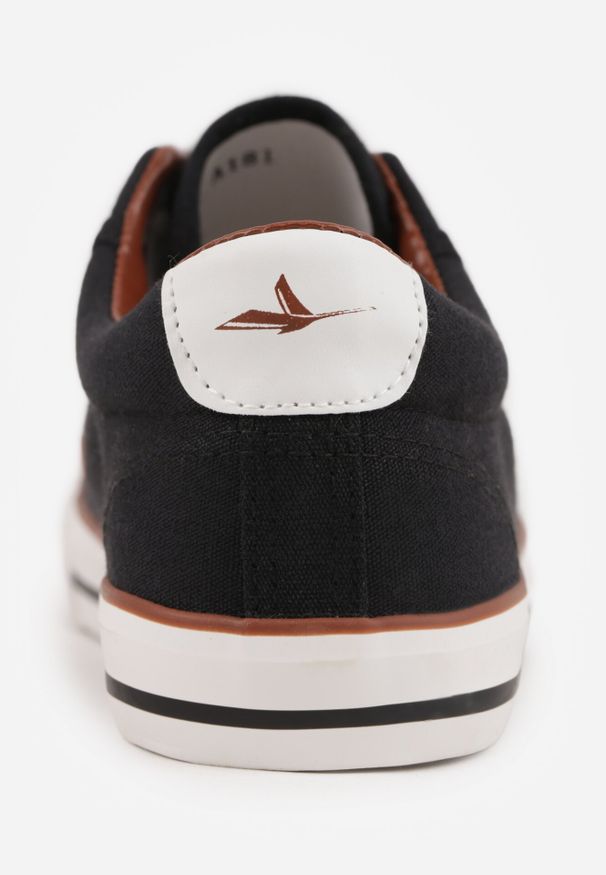 Born2be - Czarne Klasyczne Trampki do Kostki z Lamówką przy Podeszwie Kasiope. Okazja: na co dzień. Kolor: czarny. Materiał: jeans. Styl: klasyczny