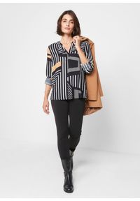 bonprix - Bluzka tunikowa. Typ kołnierza: dekolt w serek. Kolor: brązowy, beżowy. Materiał: wiskoza. Długość rękawa: długi rękaw. Długość: długie. Wzór: nadruk, aplikacja. Styl: elegancki #2