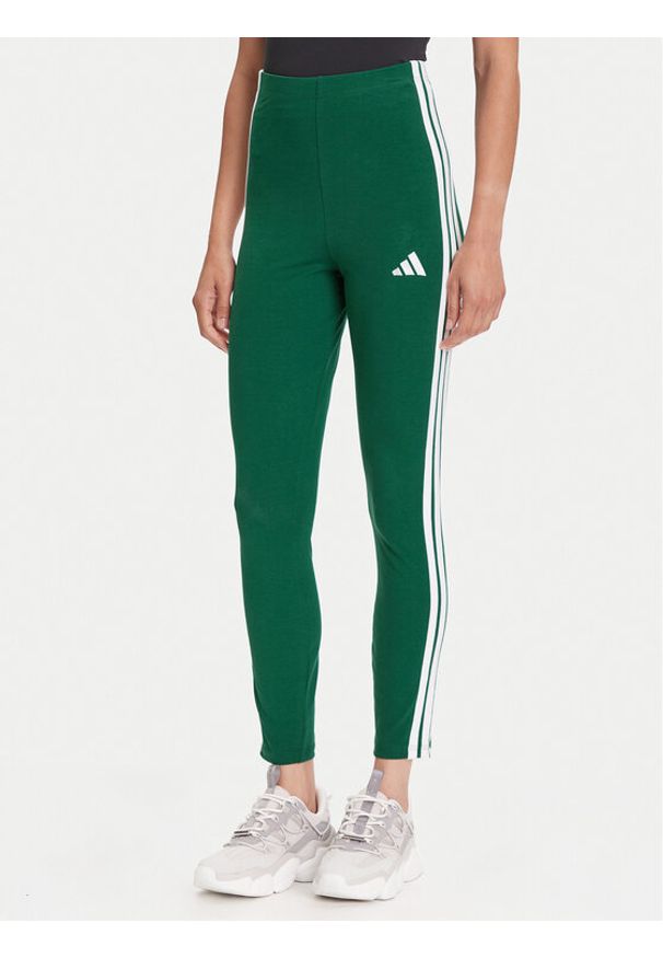 Adidas - adidas Legginsy Essentials 3-Stripes KB7663 Zielony Slim Fit. Kolor: zielony. Materiał: bawełna