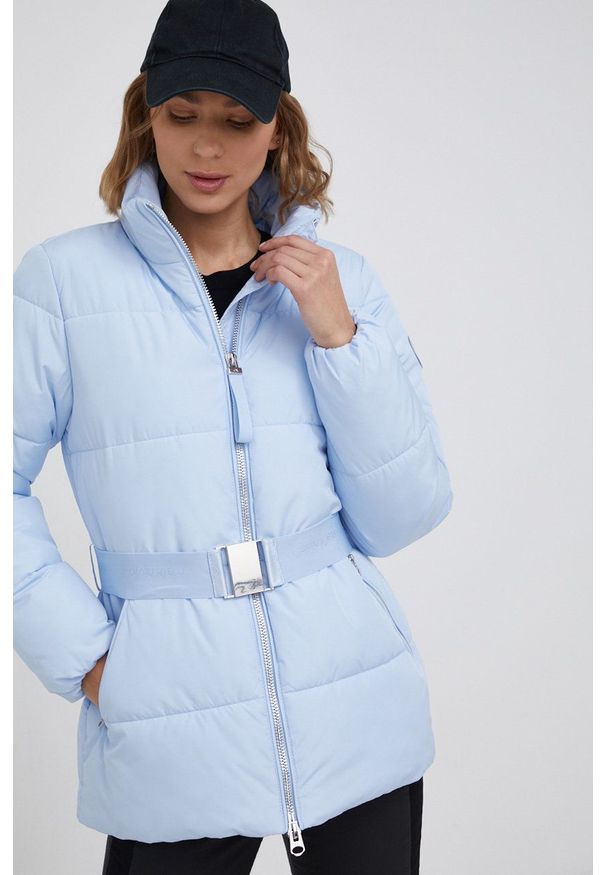 Calvin Klein - Kurtka. Okazja: na co dzień. Kolor: niebieski. Materiał: materiał, poliester, puch. Wzór: gładki. Styl: casual