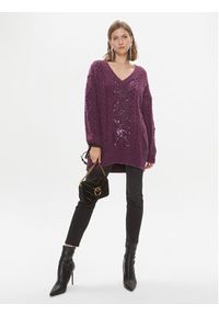 Pinko Sweter Ghepardo 102116 A1A6 Fioletowy Oversize. Kolor: fioletowy. Materiał: syntetyk