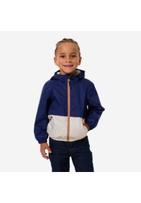 quechua - Kurtka turystyczna dla dzieci Quechua MH500 wodoodporna. Kolor: niebieski, beżowy, wielokolorowy. Materiał: tkanina, materiał. Sezon: lato. Styl: sportowy. Sport: turystyka piesza #1