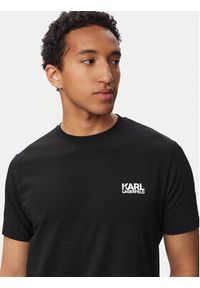 Karl Lagerfeld - KARL LAGERFELD T-Shirt 755781 563235 Czarny Regular Fit. Typ kołnierza: dekolt w karo. Kolor: czarny. Materiał: bawełna #3