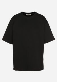 Born2be - Czarny T-shirt z Bawełną w Klasycznym Stylu Meravia. Okazja: na co dzień. Kolor: czarny. Materiał: bawełna. Wzór: gładki. Styl: klasyczny