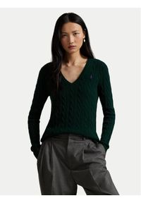 Polo Ralph Lauren Sweter 211971866009 Zielony Slim Fit. Typ kołnierza: polo. Kolor: zielony. Materiał: wełna
