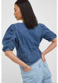 Levi's® - Levi's koszula jeansowa damska kolor granatowy. Okazja: na spotkanie biznesowe. Kolor: niebieski. Materiał: jeans. Długość rękawa: krótki rękaw. Długość: krótkie. Styl: biznesowy #5