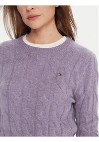 TOMMY HILFIGER - Tommy Hilfiger Sweter WW0WW43586 Fioletowy Regular Fit. Kolor: fioletowy. Materiał: wełna #5