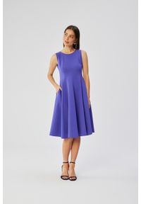 Stylove - Elegancka rozkloszowana sukienka koktajlowa fioletowa. Kolor: fioletowy. Styl: wizytowy, elegancki #3