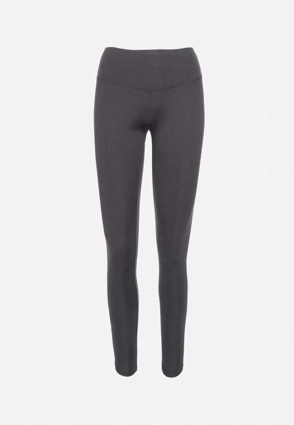 Born2be - Ciemnoszare Legginsy z Gumką w Pasie Cacilla. Okazja: do pracy, na co dzień, na spotkanie biznesowe. Kolor: szary. Styl: casual, elegancki, biznesowy