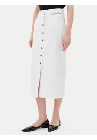 Karl Lagerfeld - KARL LAGERFELD Spódnica jeansowa A2W12020 Biały Regular Fit. Kolor: biały. Materiał: bawełna