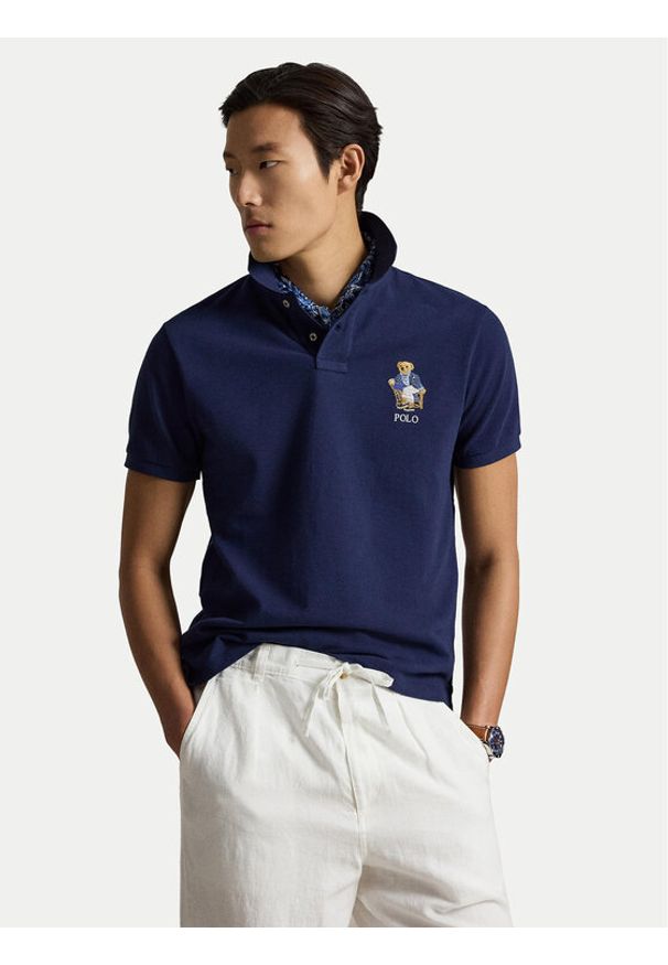 Polo Ralph Lauren Polo 710B18546001 Granatowy Regular Fit. Typ kołnierza: polo. Kolor: niebieski. Materiał: bawełna