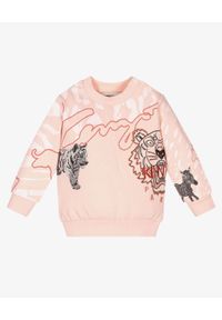 Kenzo kids - KENZO KIDS - Różowa bluza z nadrukami zwierząt 0-4 lat. Kolor: wielokolorowy, różowy, fioletowy. Materiał: prążkowany, materiał. Długość rękawa: długi rękaw. Długość: długie. Wzór: nadruk. Sezon: lato. Styl: klasyczny