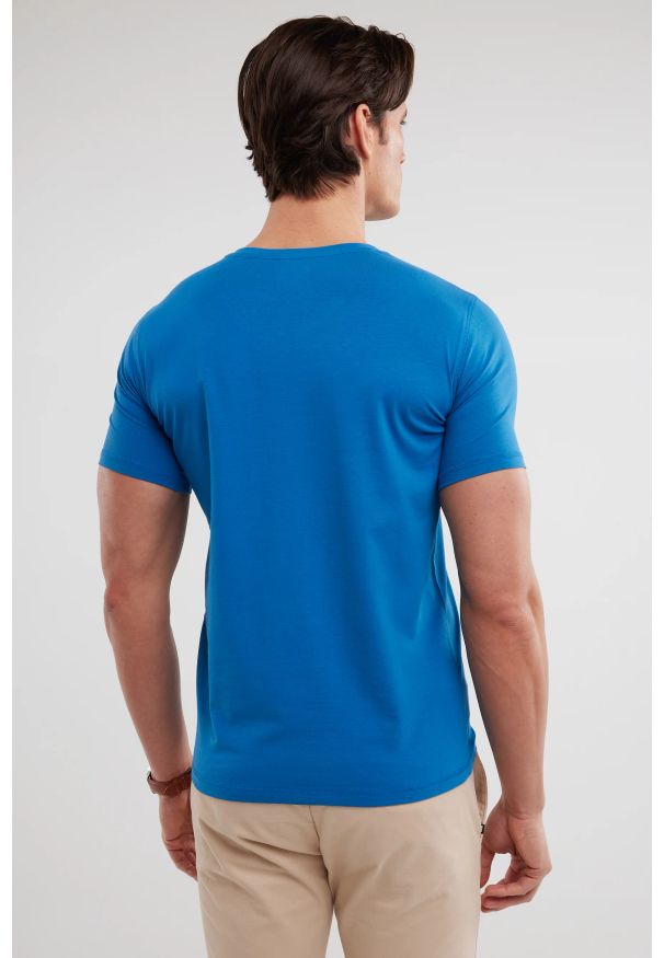 Big-Star - Koszulka męska v-neck niebieska Irtos 402. Kolor: niebieski. Materiał: dzianina. Wzór: aplikacja. Styl: klasyczny, elegancki