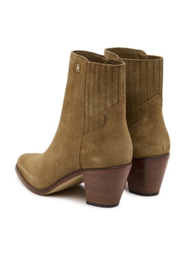 TOMMY HILFIGER - Tommy Hilfiger Botki Western FW0FW08888 Brązowy. Kolor: brązowy. Materiał: zamsz, skóra