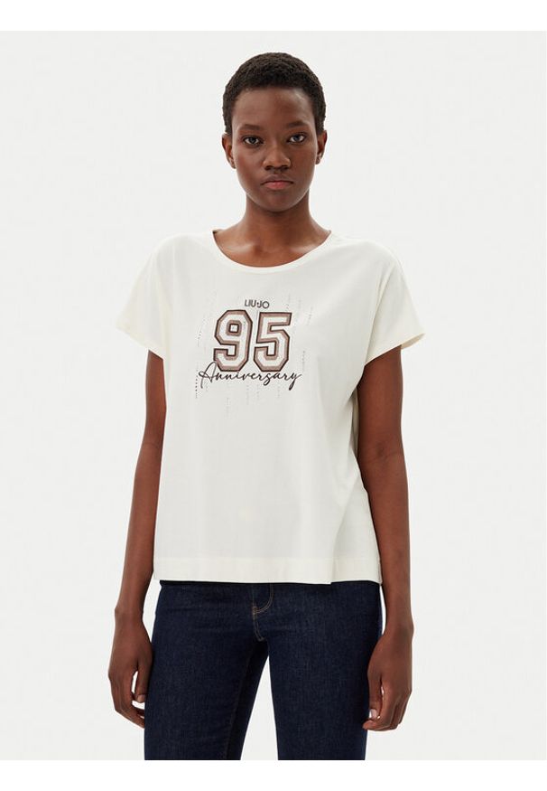 Liu Jo Sport T-Shirt TA5268 JS005 Écru Regular Fit. Kolor: kremowy. Styl: sportowy