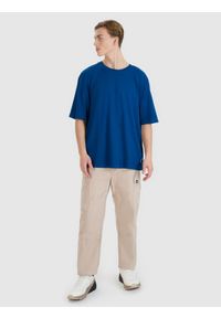4f - 4F T-shirt oversize z modalem męski - turkusowy XXL. Okazja: na co dzień. Kolor: turkusowy. Materiał: dzianina, materiał, bawełna. Długość rękawa: krótki rękaw. Długość: krótkie. Styl: klasyczny, sportowy, casual