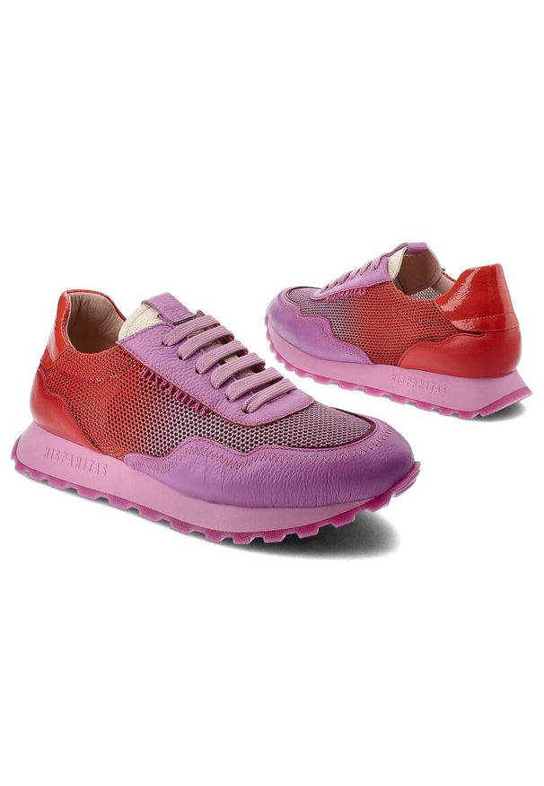 Fioletowe Sneakersy Hispanitas Modne Obuwie Damskie. Okazja: na spacer. Kolor: czerwony. Wzór: kolorowy